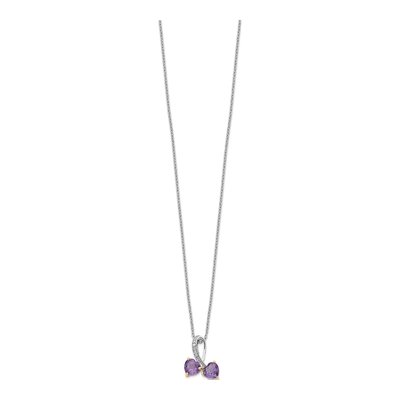 Sterling Silver Amethyst & Diamond Heart Necklace – view 3