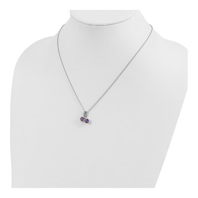 Sterling Silver Amethyst & Diamond Heart Necklace – view 5