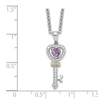Sterling Silver Amethyst & Diamond Key Necklace – view 4