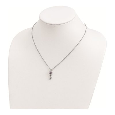Sterling Silver Amethyst & Diamond Key Necklace – view 5