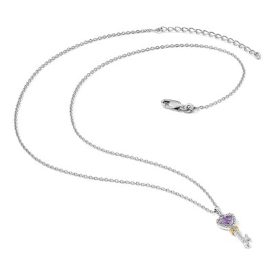 Sterling Silver Amethyst & Diamond Key Necklace – view 6