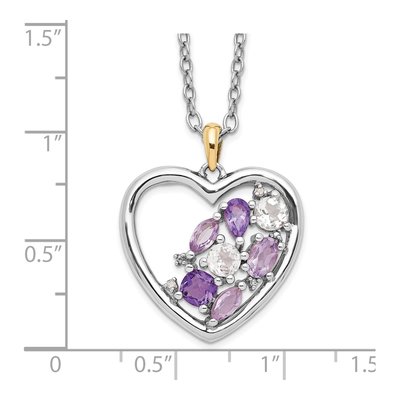 Sterling Silver White Topaz & Amethyst Brilliant Necklace – view 4