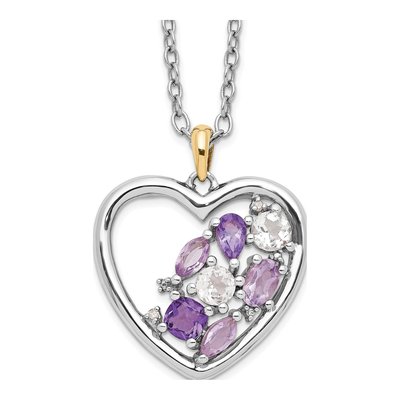 Sterling Silver White Topaz & Amethyst Brilliant Necklace