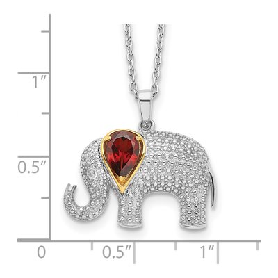 Sterling Silver Garnet & Diamond Elephant Pendant Necklace – view 4