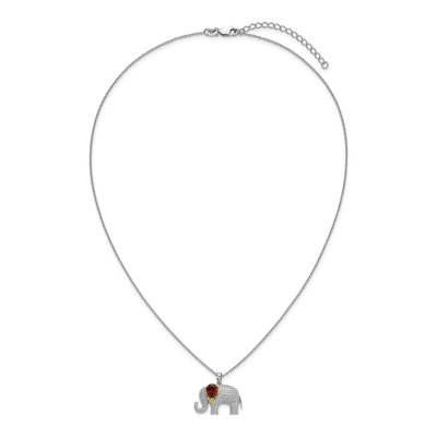 Sterling Silver Garnet & Diamond Elephant Pendant Necklace – view 6