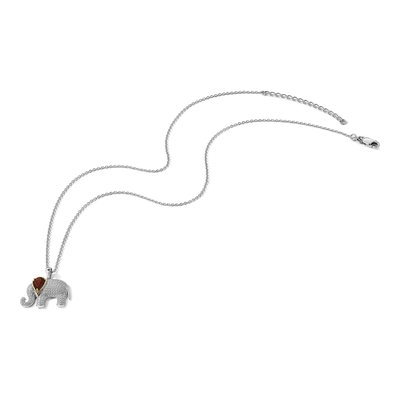 Sterling Silver Garnet & Diamond Elephant Pendant Necklace – view 7