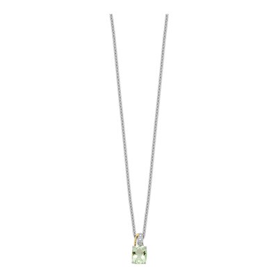 Sterling Silver Prasiolite & Diamond Pendant Necklace – view 3
