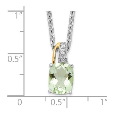 Sterling Silver Prasiolite & Diamond Pendant Necklace – view 4