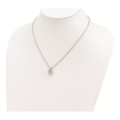 Sterling Silver Prasiolite & Diamond Pendant Necklace – view 5