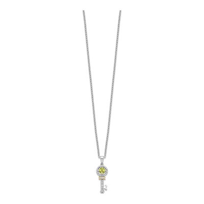 Sterling Silver Peridot & Diamond Key Necklace – view 3