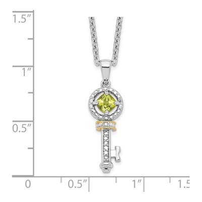 Sterling Silver Peridot & Diamond Key Necklace – view 4