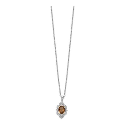 Sterling Silver Smoky Quartz & White Topaz Brilliant Pendant Necklace – view 3