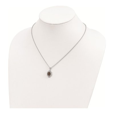 Sterling Silver Smoky Quartz & White Topaz Brilliant Pendant Necklace – view 5