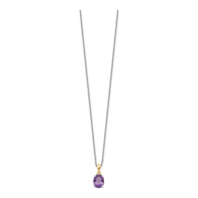 Sterling Silver Amethyst & Diamond Brilliant Pendant Necklace – view 3
