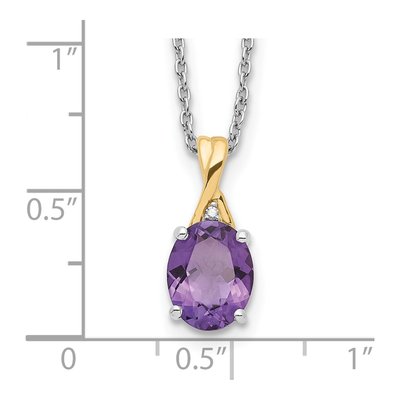 Sterling Silver Amethyst & Diamond Brilliant Pendant Necklace – view 4