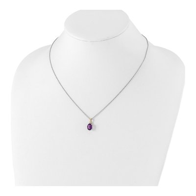 Sterling Silver Amethyst & Diamond Brilliant Pendant Necklace – view 5