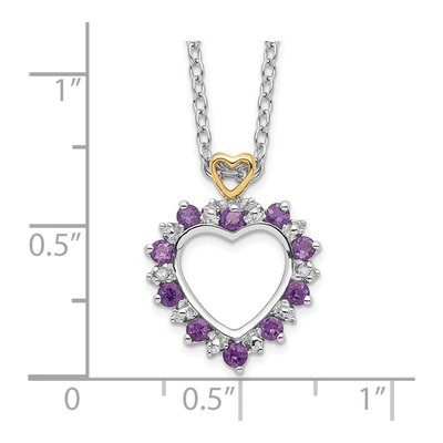 Sterling Silver 1/10 ct tw Amethyst & Diamond Brilliant Necklace – view 4
