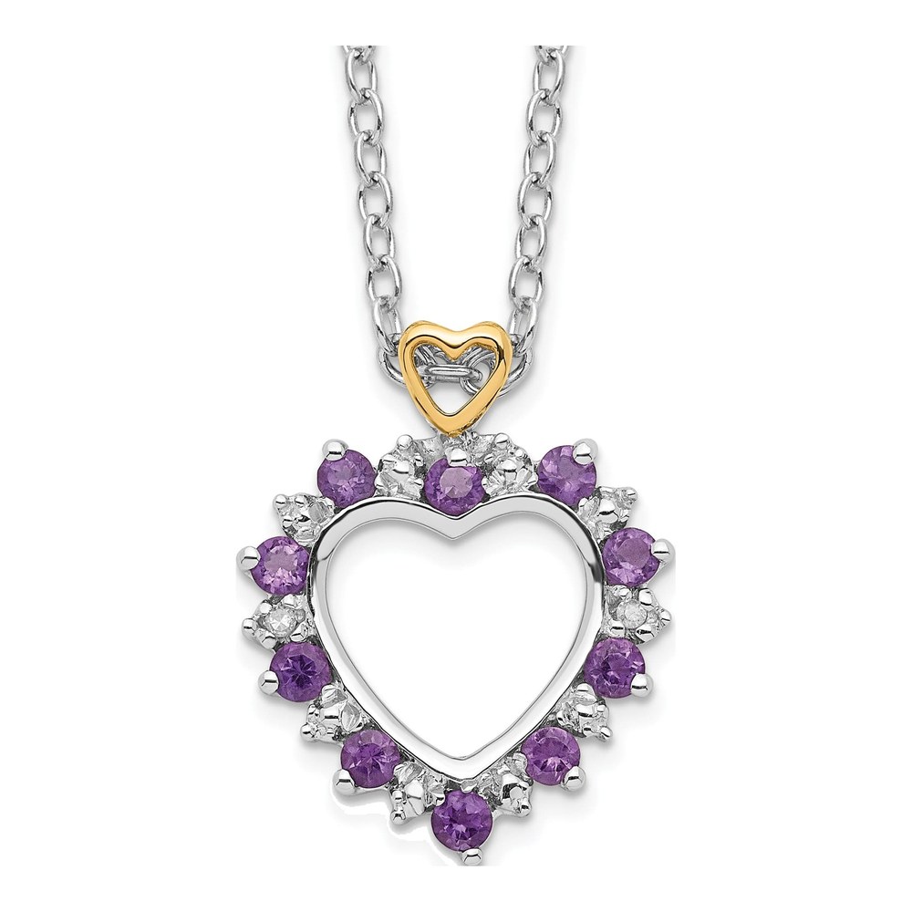 Sterling Silver 1/10 ct tw Amethyst & Diamond Brilliant Necklace