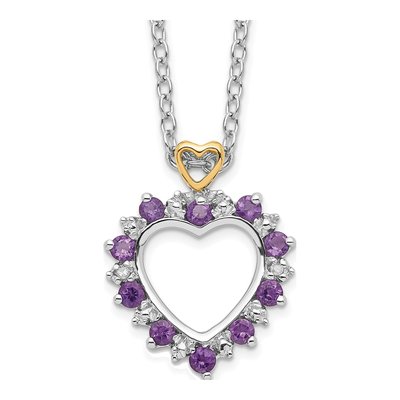 Sterling Silver 1/10 ct tw Amethyst & Diamond Brilliant Necklace