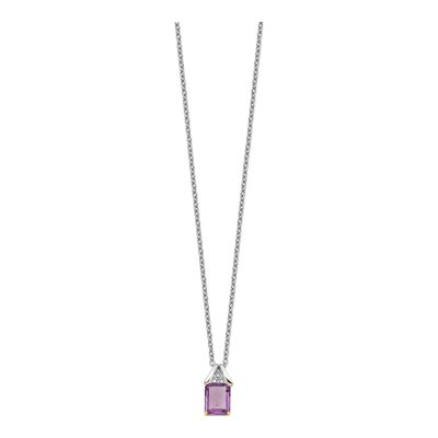 Sterling Silver Amethyst & Diamond Brilliant Pendant Necklace – view 3