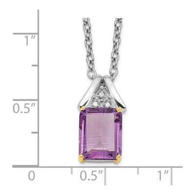 Sterling Silver Amethyst & Diamond Brilliant Pendant Necklace – view 4