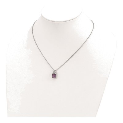 Sterling Silver Amethyst & Diamond Brilliant Pendant Necklace – view 5