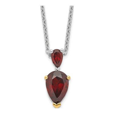 Sterling Silver Garnet Brilliant Pendant Necklace