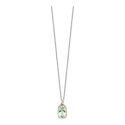 Sterling Silver Prasiolite & Diamond Pendant Necklace – view 3