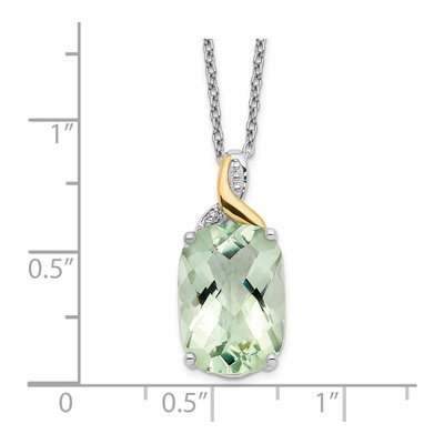 Sterling Silver Prasiolite & Diamond Pendant Necklace – view 4