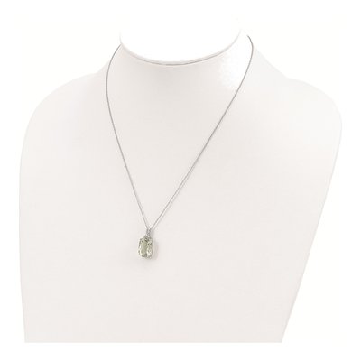 Sterling Silver Prasiolite & Diamond Pendant Necklace – view 5