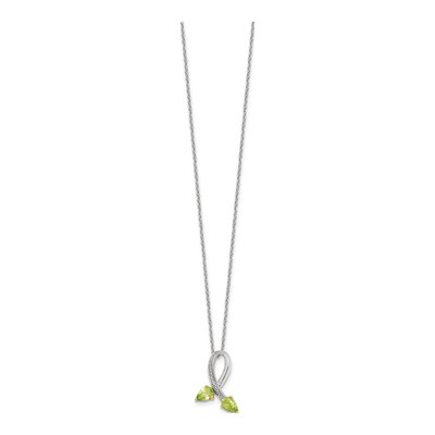 Sterling Silver Peridot & Diamond Brilliant Pendant Necklace – view 3