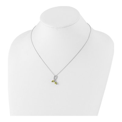 Sterling Silver Peridot & Diamond Brilliant Pendant Necklace – view 4