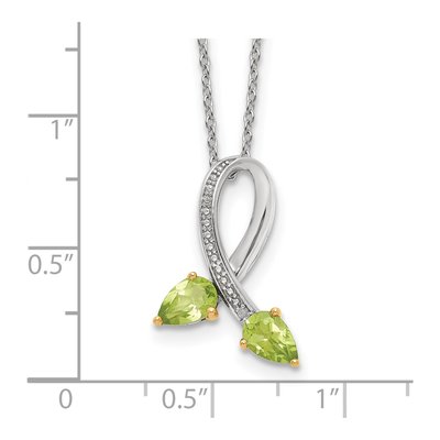 Sterling Silver Peridot & Diamond Brilliant Pendant Necklace – view 5