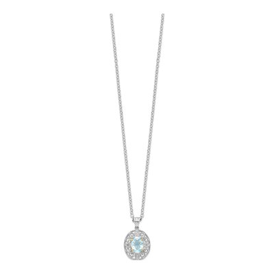 Sterling Silver Sky Blue Topaz & Diamond Brilliant Pendant Necklace – view 3