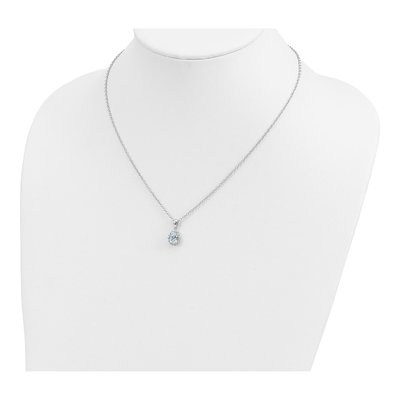 Sterling Silver Sky Blue Topaz & Diamond Brilliant Pendant Necklace – view 5