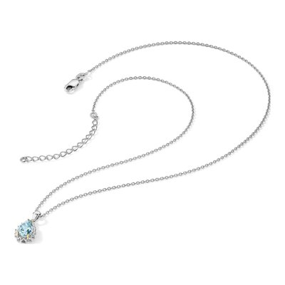Sterling Silver Sky Blue Topaz & Diamond Brilliant Pendant Necklace – view 6
