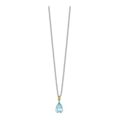 Sterling Silver Sky Blue Topaz & Peridot Pendant Necklace – view 3