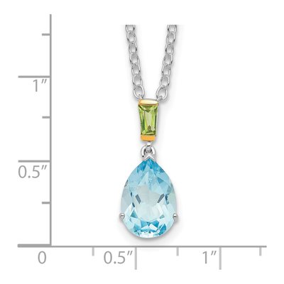 Sterling Silver Sky Blue Topaz & Peridot Pendant Necklace – view 4
