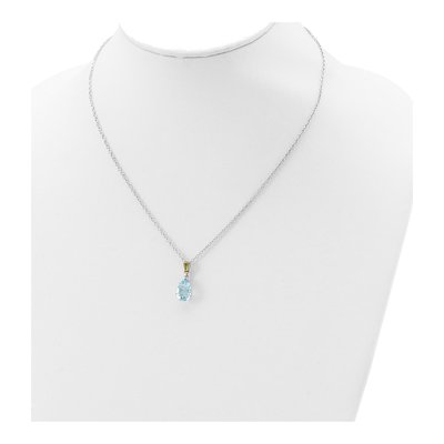 Sterling Silver Sky Blue Topaz & Peridot Pendant Necklace – view 5