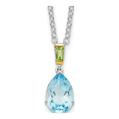 Sterling Silver Sky Blue Topaz & Peridot Pendant Necklace