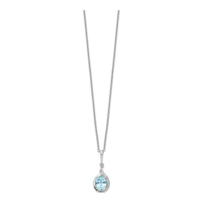 Sterling Silver Sky Blue Topaz & Diamond Brilliant Pendant Necklace – view 3