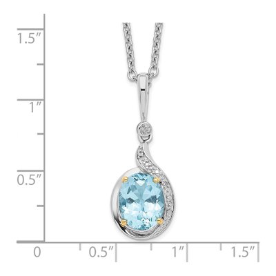 Sterling Silver Sky Blue Topaz & Diamond Brilliant Pendant Necklace – view 4