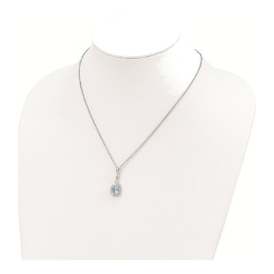 Sterling Silver Sky Blue Topaz & Diamond Brilliant Pendant Necklace – view 5