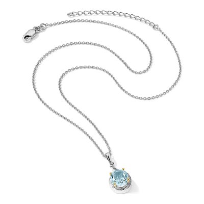 Sterling Silver Sky Blue Topaz & Diamond Brilliant Pendant Necklace – view 6
