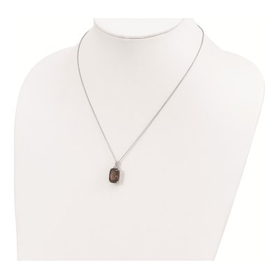 Sterling Silver Smoky Quartz & Diamond Brilliant Pendant Necklace – view 5