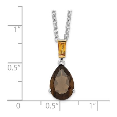 Sterling Silver Smoky Quartz & Citrine Brilliant Pendant Necklace – view 4