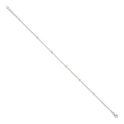 Sterling Silver Beaded Station Anklet – view 3