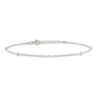 Sterling Silver Beaded Station Anklet – view 5