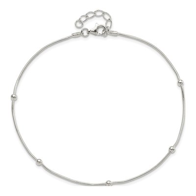 Sterling Silver Beaded Station Anklet – view 6