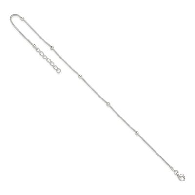 Sterling Silver Beaded Station Anklet – view 8